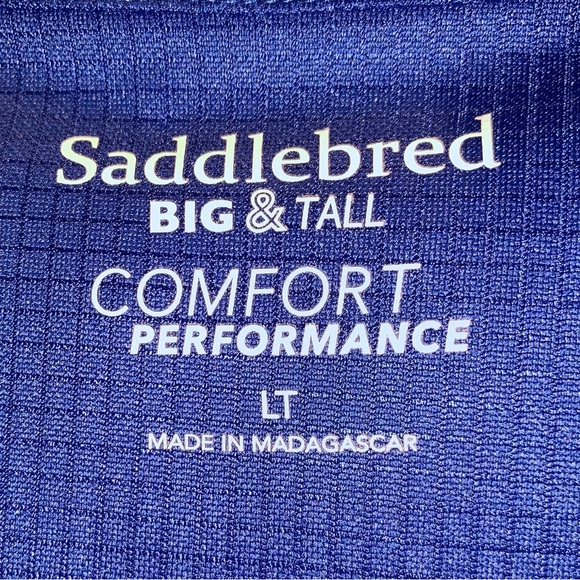 • Saddlebred Big & Tall Comfort Performance Cobalt Blue Polo Shirt For Men • - Picture 3 of 3